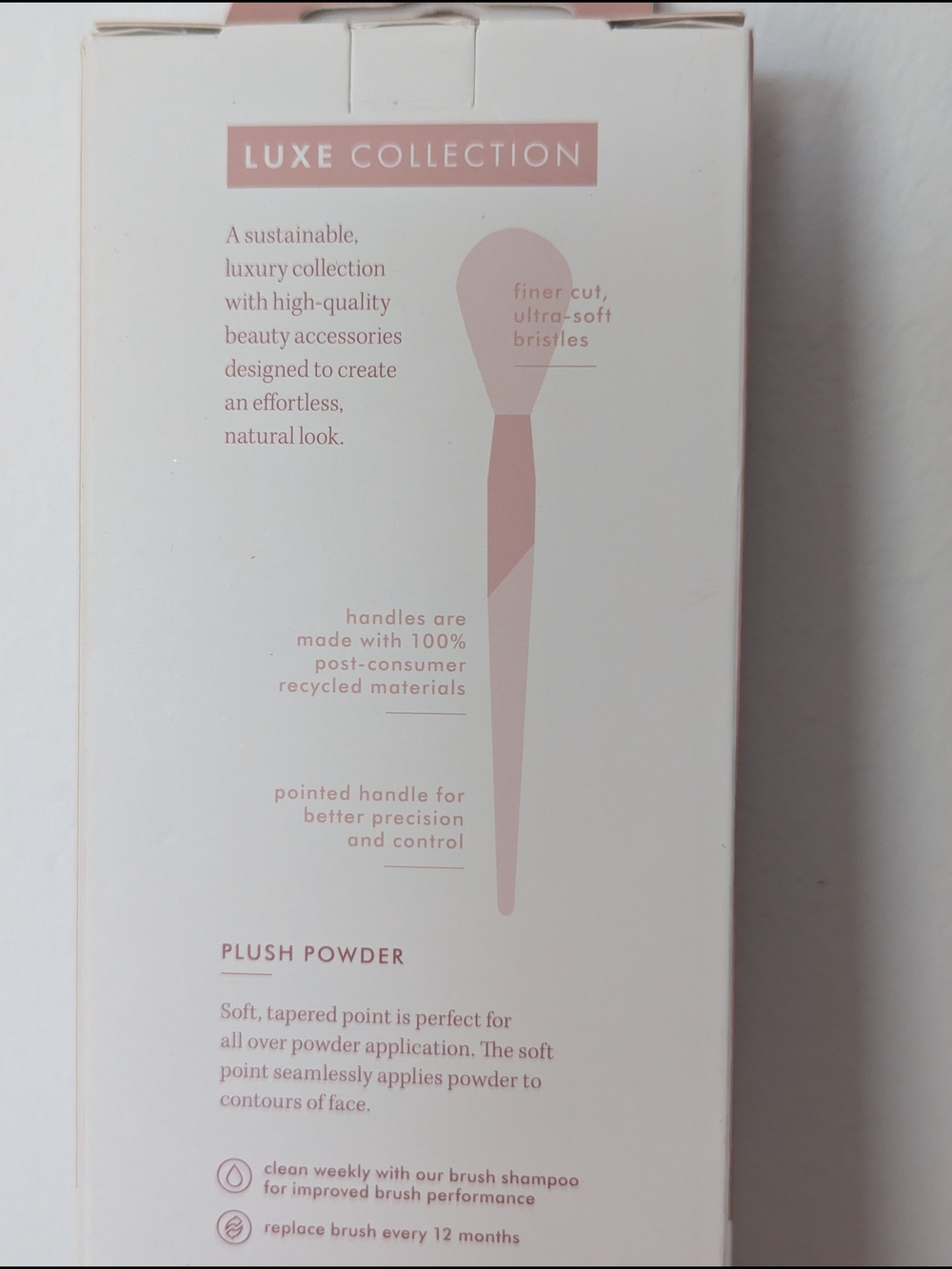 ecotools Luxe Collection Plush Powder Brush - Rose Gold, Pink, White - Picture 3 of 3